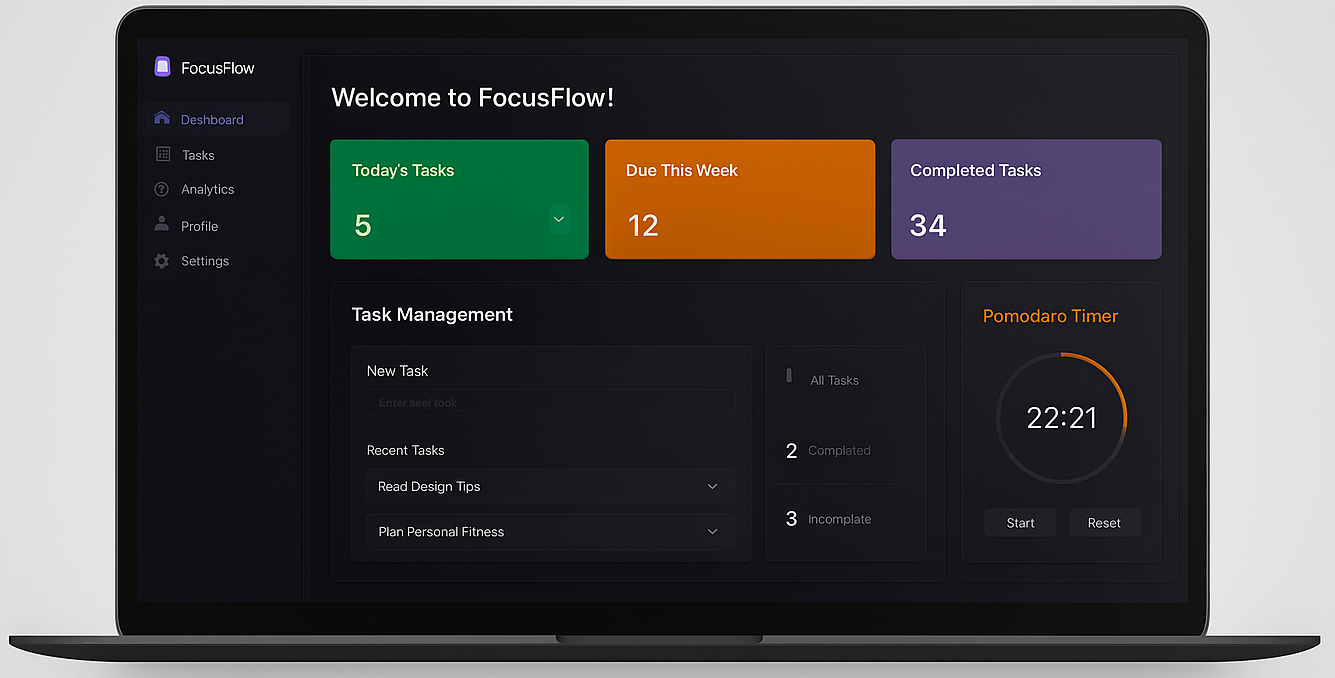 FocusFlow - Productivity Ecosystem with Pomodoro Technique and Gamification